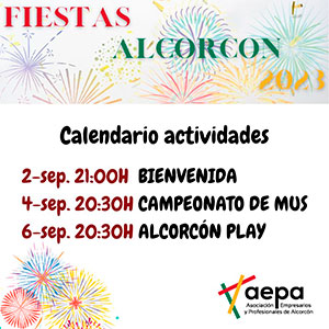 Calendario de actividades AEPA. Fiestas Alcorcón 2023